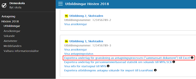 Exportera till Excel