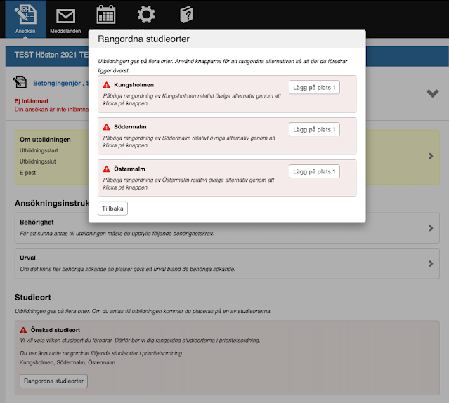 Rangordna studieorter